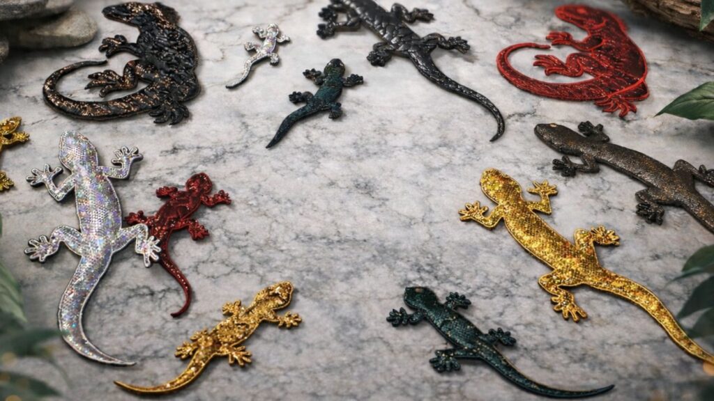 トカゲ刺繍